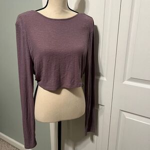 Aeropostale Reversible Lavender Purple Womens Size XL Crop‎ Twist Top Ribbed NEW